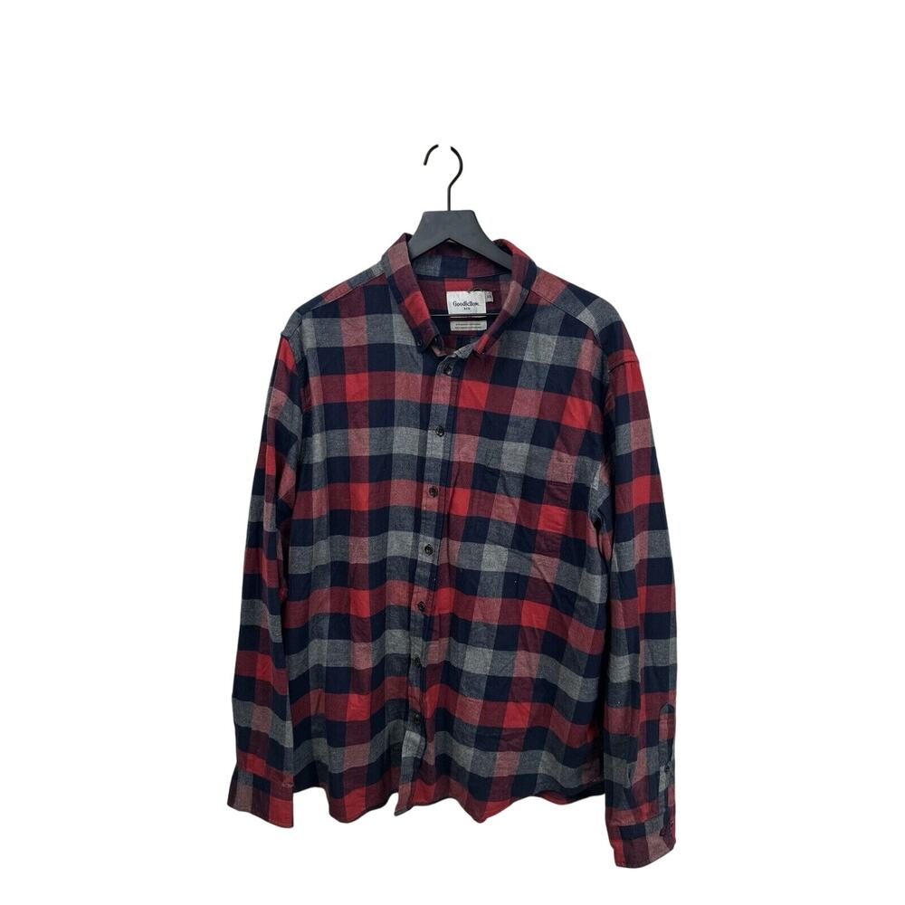Goodfellow & CO Red Buffalo Plaid Cotton‎ Flannel Shirt Long Sleeve Mens XXL #58